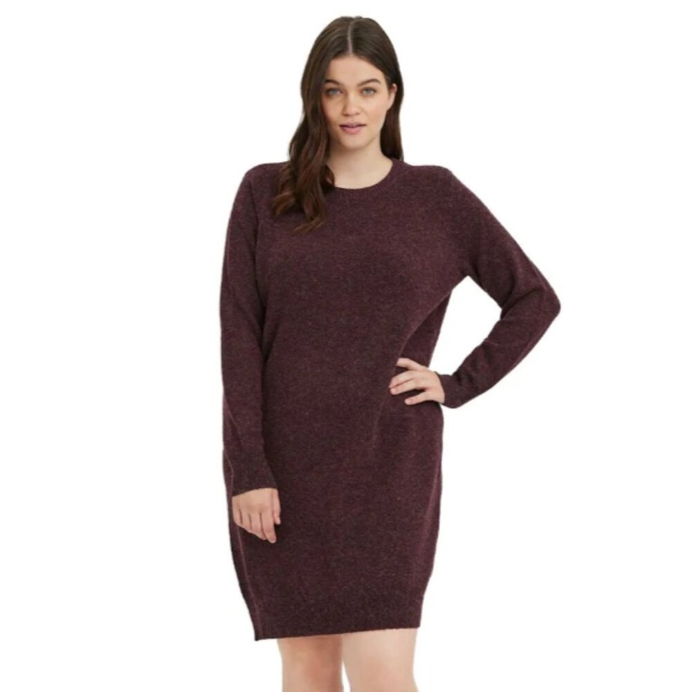 Vero Moda Curve Doffy long sleeve short dress, BNWT, Winetasting, Burgundy